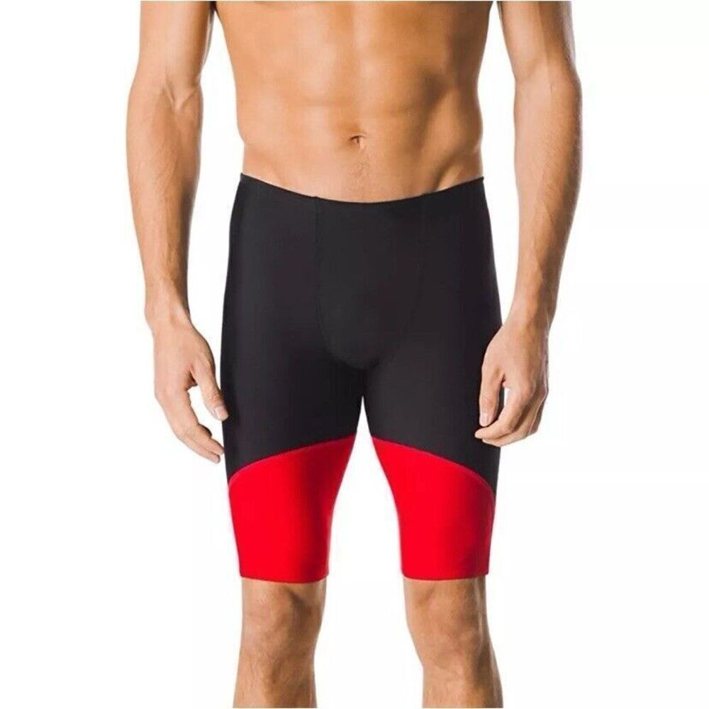 Speedo Spark Splice Jammer‎ Swimsuit ML Medium Black Red 22 7705914